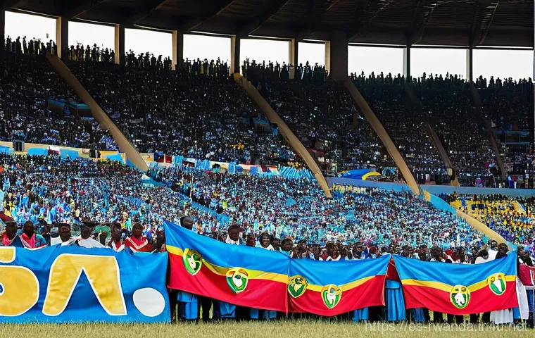르완다의 주요 축구 리그 - **Prompt 1: Rwandan Football Fan Celebration**
    A wide shot of a bustling football stadium in Rwa...