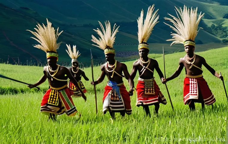 르완다의 전통 음악 공연 - **Rwandan Ingoma Drummers in Celebration**
    "A group of Rwandan male drummers, dressed in vibrant...