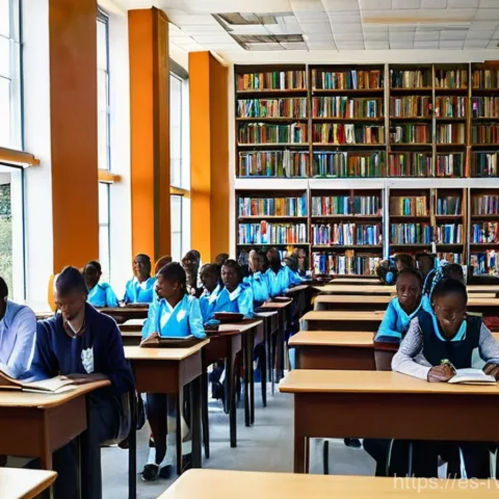 르완다의 주요 도서관 - **Prompt: The Heart of Kigali's Modern Library**
    "A vibrant, wide-angle shot of the interior of ...