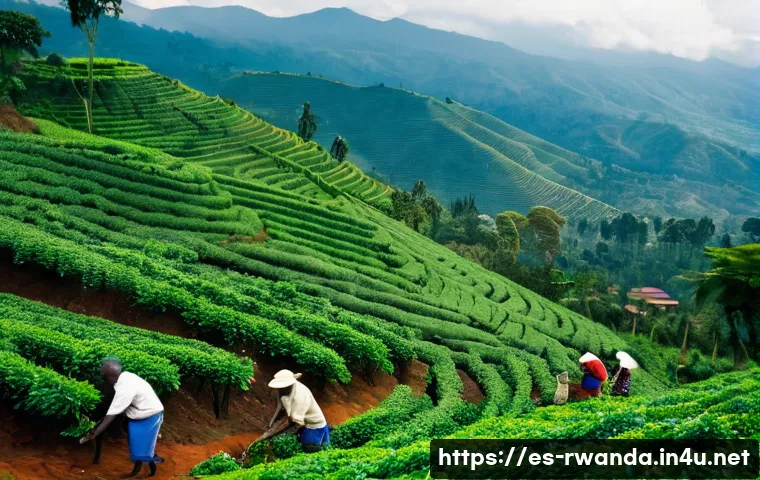 르완다 커피 농장 체험 - **Prompt 1: Rwandan Coffee Harvest in the "Land of a Thousand Hills"**
A wide-angle, scenic shot...