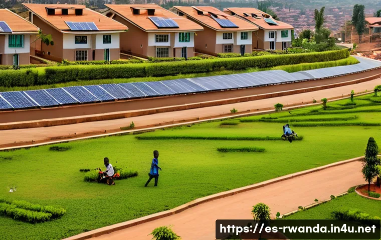 르완다의 주거 시설 - A modern residential neighborhood on the outskirts of Kigali, Rwanda, showcasing newly paved streets...