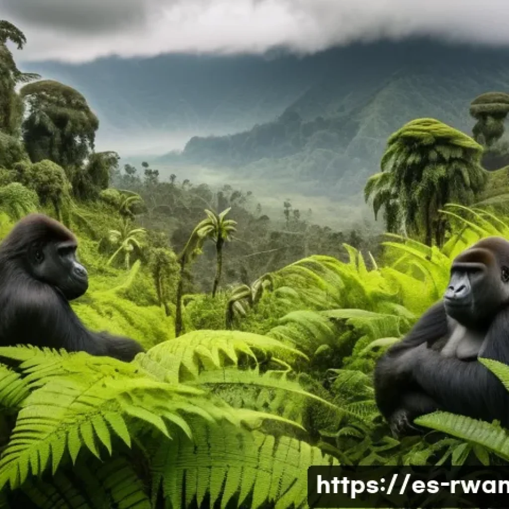 르완다의 주요 생태 보호구역 - A breathtaking scene of Rwanda&rsquo;s Volcanoes National Park showcasing lush, mist-covered montane cloud...