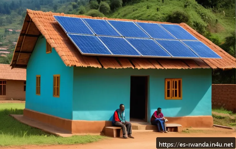 르완다와 일본의 관계 - A vibrant rural community center in Rwanda equipped with modern digital technology, showing diverse ...
